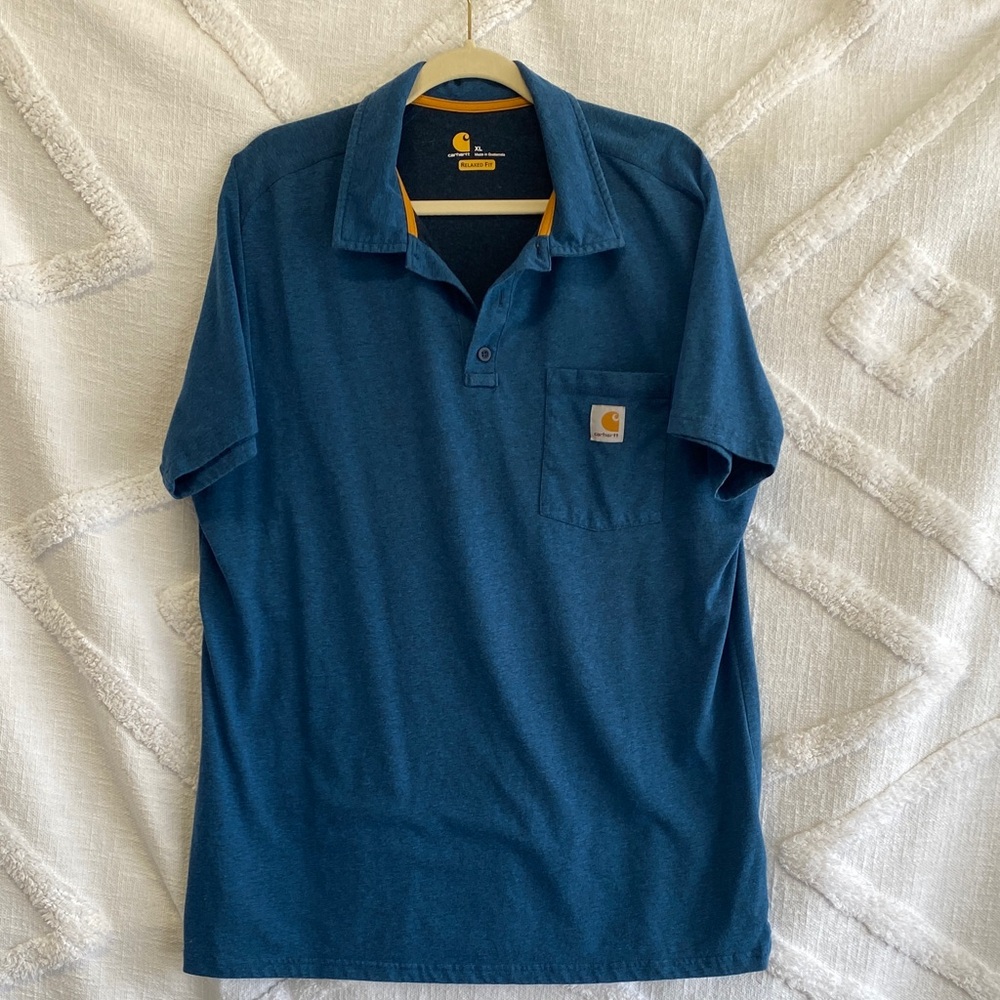 Carhartt Men's Navy Polo Shirt Relax Fit XL